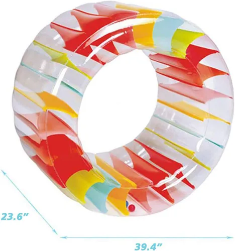 Vista 3 de MorTime Flotador de rodillo inflable, rueda de agua colorida de 40 pulgadas, juguete de rodillo de piscina para niños y adultos al aire libre