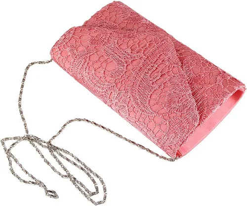 Vista 5 de JIAN YA NA Bolso de mano para mujer, elegante bolso de noche de encaje floral, diseño de sobre para boda, fiesta, graduación, cóctel