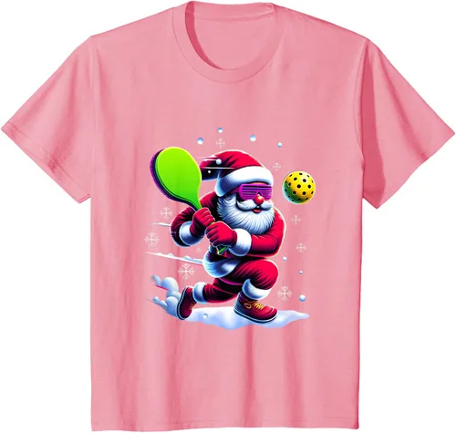 Vista 46 de Pickle Ball Navidad Santa Deporte Jugador Padel Raqueta Snow Camiseta Negro
