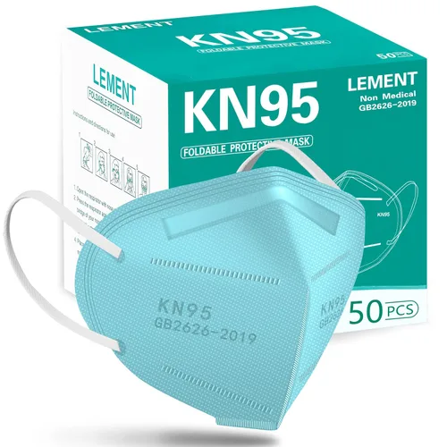 Vista 16 de LEMENT Mascarillas KN95, paquete de 100 unidades, mascarillas desechables transpirables para adultos, color azul