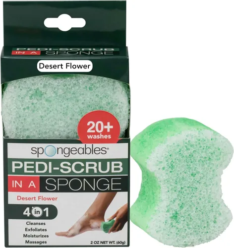 Vista 13 de Spongeables Pedi Scrub Foot Exfoliating 20+ Wash Sponge, aceite de argán, 2