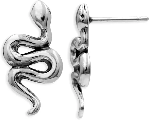 Vista 6 de Boma Pendientes de tuerca de serpiente de plata de ley, Plata de ley