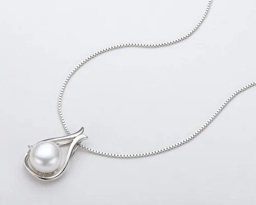 Vista 5 de Pearl Necklaces for Women, Freshwater Cultured Single White Pearl Pendant with 925 Sterling Silver Chain Pearl Jewelry Gifts for Mom Wife Her