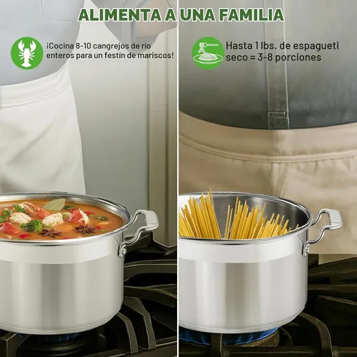 Vista 4 de NutriChef - Olla grande de acero inoxidable de 5 cuartos con tapa - 18/8 Grado alimenticio resistente, olla grande de acero inoxidable