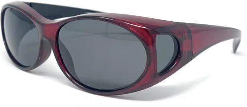 Vista 2 de The Overstock - Gafas de sol polarizadas para usar sobre gafas, Rojo Gris Púrpura - 77096, S
