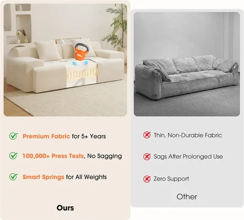 Vista 4 de Sofá modular de 84 pulgadas, sofá sin hueso de asiento profundo de Beige