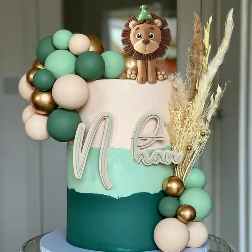 Vista 3 de Decoración para tartas de animales de selva de safari de león para decoraciones de fiesta de cumpleaños con temática