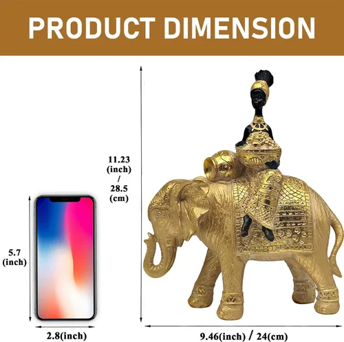 Vista 2 de Estatua de elefante de la suerte para decoración del hogar, juego de escultura de elefante africano de 11 pulgadas, figura decorativa para sala