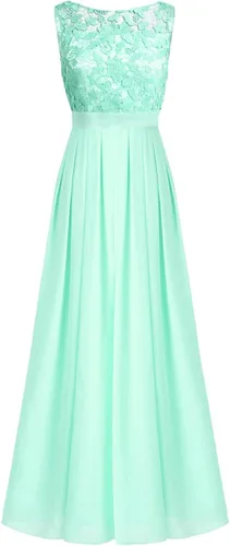 Vista 4 de Hularka Vestido largo de gasa de encaje floral para mujer