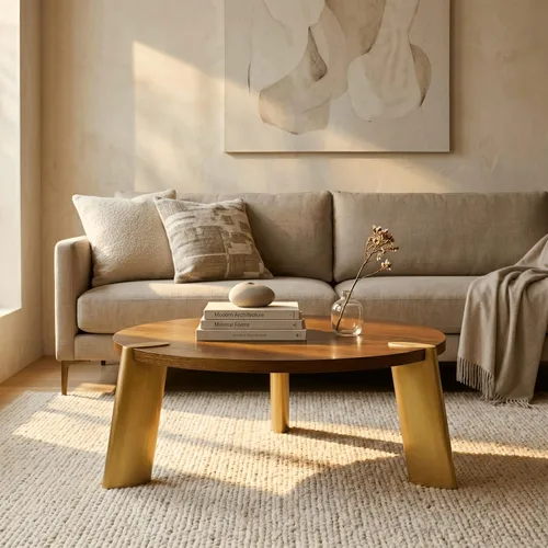 Vista 7 de NTC Mesa de centro redonda de madera Tribase Boho de 40 pulgadas para sala de estar y comedor, impermeable y resistente al calor, negro quemado