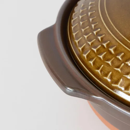 Vista 10 de Banko Ware 32781 Clear AKARI Earthenware Pot No. 8 for 2-3 People, M, 59.1 fl oz (1,500 ml), Microwave Oven, Direct Fire, Brown, Made in Japan