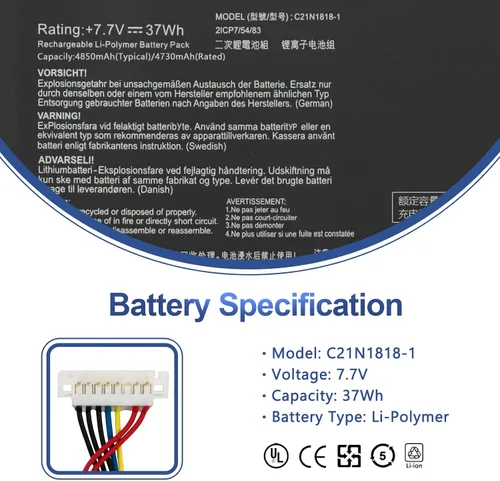 Vista 2 de C21N1818-1 Battery for ASUS VivoBook 15 F512FA F512DA F512JA X512DA X512JA F512FB F512FJ F512FL F512UA X512FA X512FB X512FJ X512FL X512JF X512JP