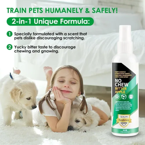 Vista 2 de Spray de manzana amarga para perros para dejar de masticar, 5.9 fl oz, espray antimasticable para perros, spray disuasorio natural para perros