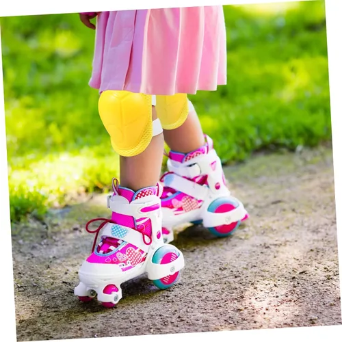 Vista 7 de VANZACK Rodilleras para niños y niñas, 6 unidades, equipo de protección deportiva, ciclismo, patinaje, de 4 a 16 años, color amarillo, resistentes