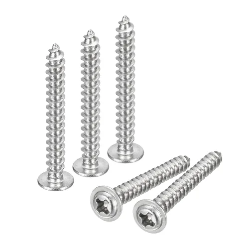 Vista 8 de uxcell ST3x6mm Phillips Pan Head Tornillo Autorroscante con Arandela, 100 piezas - Tornillo de madera de acero inoxidable 304 rosca completa (plata)