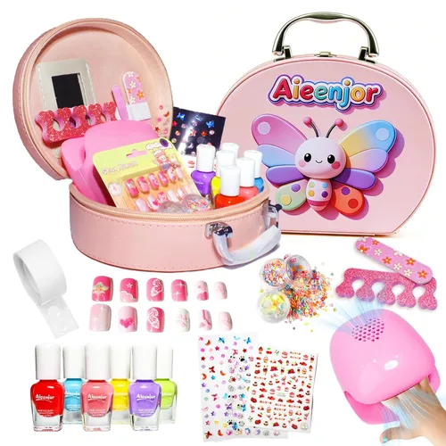 Vista 9 de Juego de Esmalte de Uñas de Secado Rápido para Niños, Esmalte de Uñas No Tóxico para Niños Pequeños, Esmalte para Uñas de las Manos Despegable a