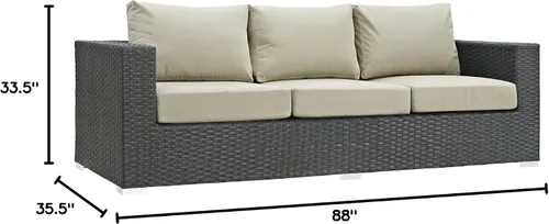 Vista 3 de Modway - Sillón para exteriores Lienzo antiguo Beige