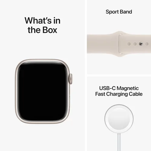 Vista 6 de Apple Watch Series 8 (GPS + celular, 1.77 pulgadas) - Caja de aluminio Starlight con correa deportiva ML Starlight (renovado Premium)