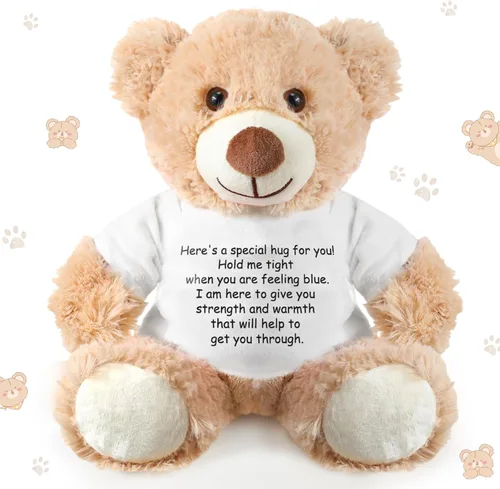Vista 13 de Lenwen Un regalo de abrazo de oso para mujeres, pésame pronto, condolencias para mujeres, peluche de animal de peluche, abrazo pensando en ti, Azul