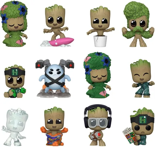 Vista 2 de Funko Marvel Guardianes de la Galaxia I Am Groot Mystery Minis Vitrina de 12 figuras