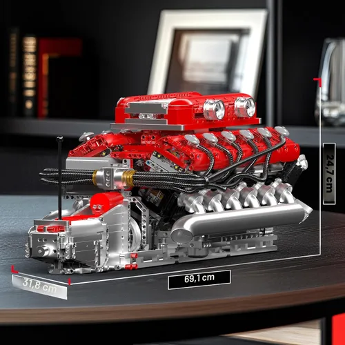 Vista 6 de Mould King V12 Kit de modelo de motor que funciona, kit de construcción de modelos de ingeniería MOC con batería y motor, 3472 piezas de bloques