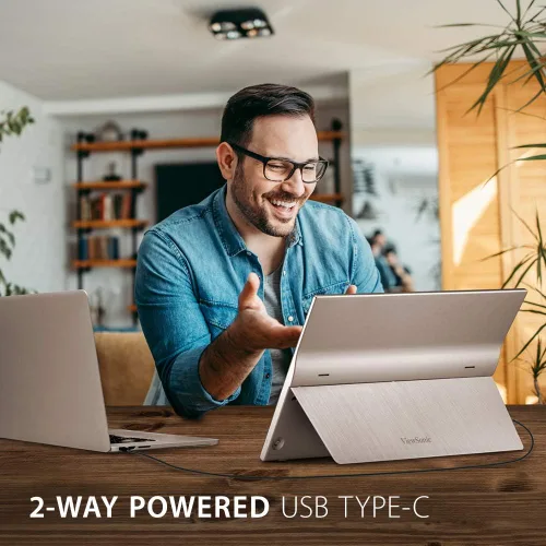 Vista 5 de ViewSonic VG1655 - Monitor portátil de 15.6 pulgadas 1080p con USB C de 60W de alimentación de 2 vías, IPS, cuidado de los ojos, altavoces duales