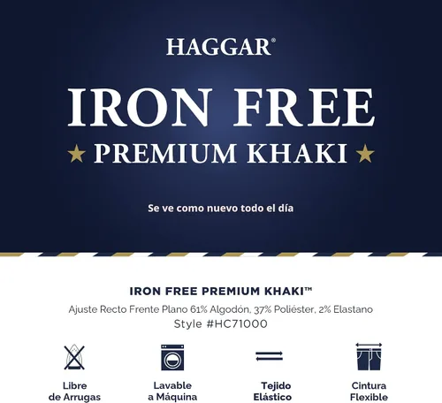 Vista 4 de Haggar - Pantalón para hombre, color caqui, sin necesidad de planchado, ajuste recto, parte delantera plana