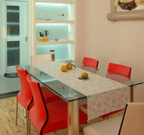 Vista 5 de Mesa rectangular transparente de vidrio templado de 16 x 30 pulgadas, borde pulido de lápiz de 3/8 pulgadas de grosor, resistente a los arañazos