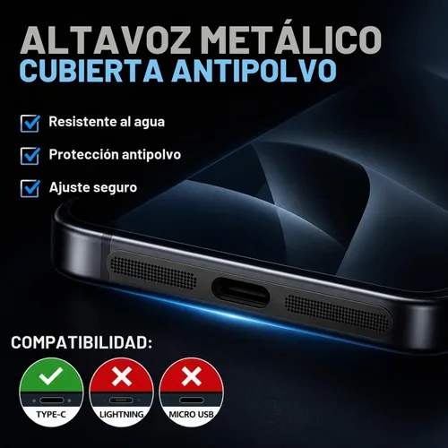 Vista 3 de Paquete de 4 tapas USB C para puerto USB C, cubierta de puerto de carga tipo C con cubierta antipolvo para altavoz, accesorios de teléfono