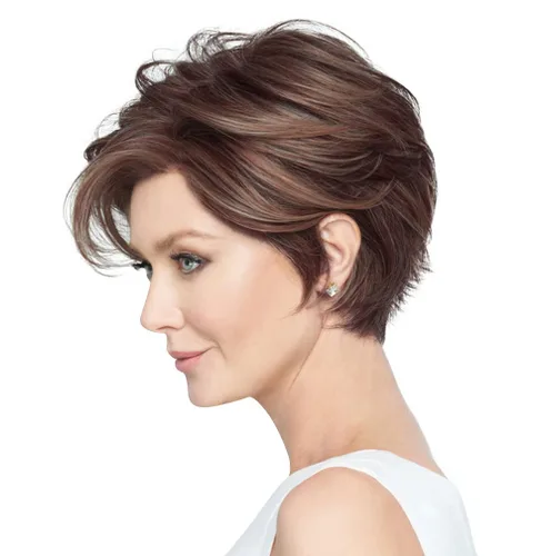 Vista 3 de Raquel Welch Go To Style - Peluca de pelo corto versátil y favorecedora de Hairuwear, gorra media, castaño iluminado por el sol RL10/12