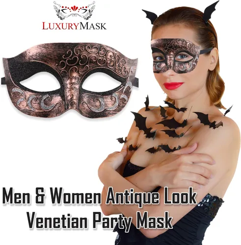 Vista 4 de Máscara de mascarada para hombre, máscara de aspecto antiguo para Halloween, fiesta veneciana, fiesta de máscaras y baile de máscaras