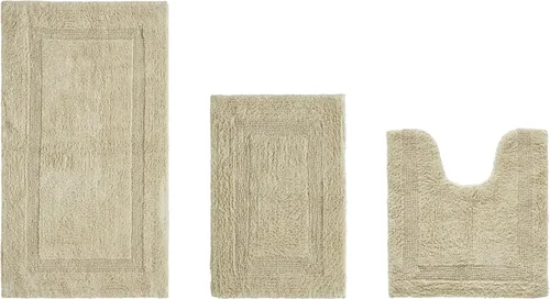 Vista 423 de Better Trends - Juego de 2 alfombras de baño 100% algodón, extra suaves, con borlas, de 17" x 24", alfombra de baño superabsorbente y reversible