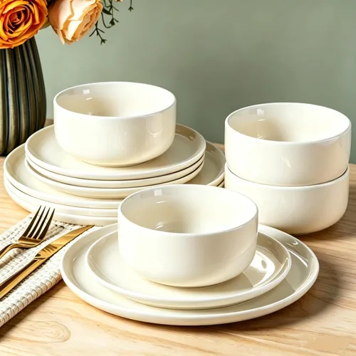 Vista 9 de AmorArc Dinnerware Sets for 4, Ceramic Plates and Bowls Sets (12 Piece)
