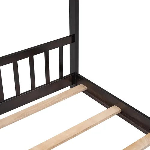 Vista 7 de Bellemave Camas de madera Montessori de madera con cabecero y estribo, no necesita somier (espresso)