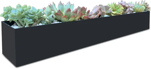 Vista 6 de Maceta moderna de canal de metal - Maceta rectangular para suculentas - Macetas para alféizar de 32" - Decorativa para interior/exterior, mesa
