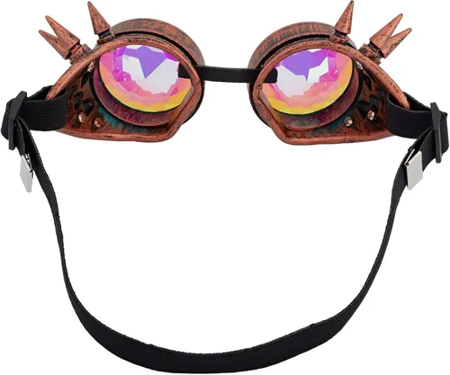 Vista 39 de Gafas caleidoscopio para raves trippy psicodélico steampunk con lentes de cristal de difracción de prisma arcoíris