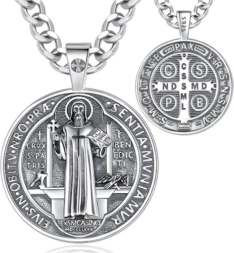 Vista 43 de Vito Collares de Santos de Plata de Ley 925 para Mujeres y Hombres, Colgante de San Miguel/Crucifijo/Caravaca/San Judas/Virgen María, Medalla