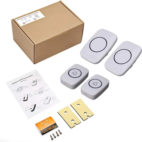 Vista 6 de FullHouse - Kit de timbre inalámbrico impermeable, más de 1000 pies de alcance Blanco