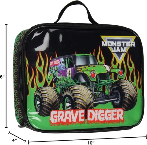 Vista 7 de INTIMO Monster Jam Grave Digger - Lonchera grande aislada con compartimento individual de 10 pulgadas