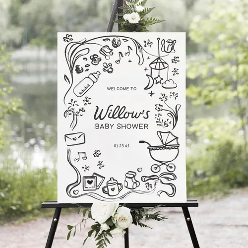 Vista 15 de Letrero personalizado para baby shower, letrero de bienvenida con soporte, letrero de bienvenida de niño azul, nombre y fecha personalizados