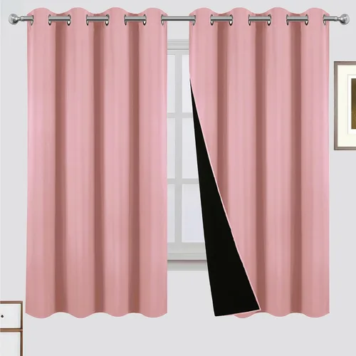Vista 72 de LEMOMO Cortinas 100% opacas de 38 x 54 pulgadas, 2 paneles de oscurecimiento con aislamiento térmico para dormitorio