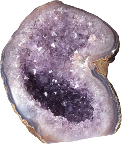 Vista 8 de Rockcloud Figura de cristal de cuarzo de amatista púrpura natural, geoda drusa para decoración del hogar, adorno de escritorio autoportante