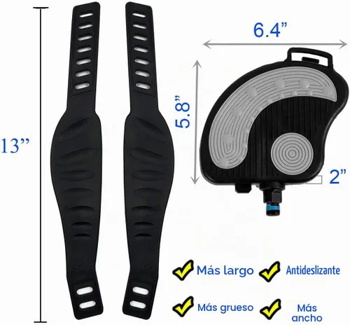 Vista 6 de Beyoung Pedales de bicicleta estática con correas, pedales de bicicleta reclinada estacionaria de 9/16 pulgadas para bicicleta de ejercicio