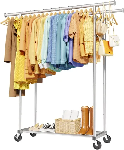 Vista 13 de Sakugi Perchero de Ropa - Percheros de Ropa de Gran Capacidad para Colgar Ropa con Ruedas con Cerradura, Perchero de Metal que Ahorra Espacio
