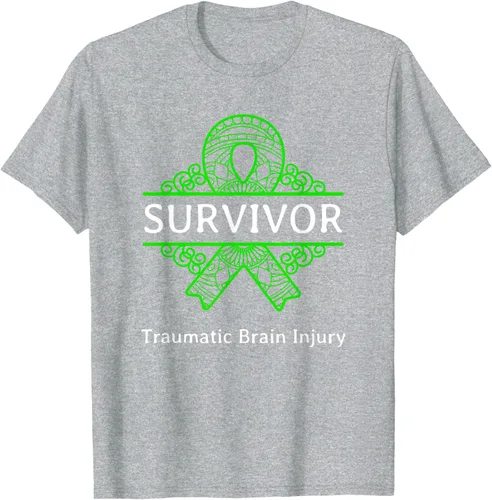 Vista 7 de Camiseta de concientización traumática con cinta verde para supervivientes de lesiones cerebrales, Negro, S