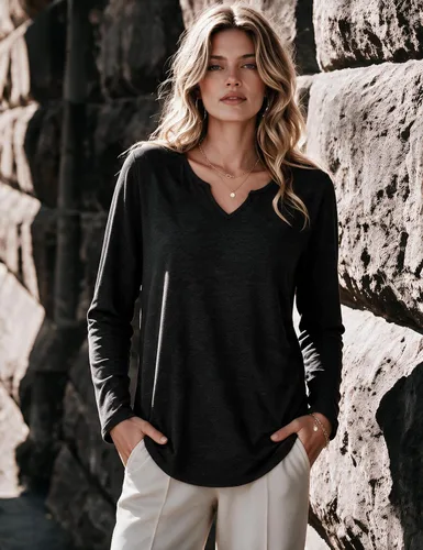 Vista 3 de Zeagoo Camisas de manga larga para mujer, blusas casuales con cuello en V