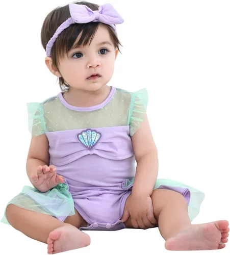 Vista 7 de Vestidos de princesa para niñas pequeñas, disfraz de mameluco para cumpleaños, Navidad, Halloween con diadema de 0 a 18 meses