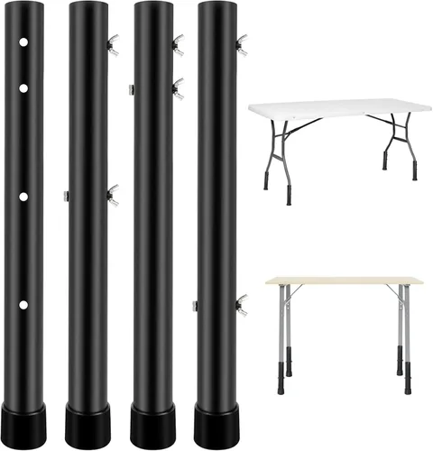 Vista 8 de Paquete de 4 extensores plegables de patas de mesa, elevadores de acero altamente duraderos, extensiones de patas de mesa para patas rectas