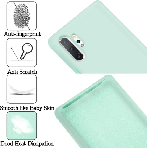 Vista 3 de Funda de silicona líquida compatible con Galaxy Note 10 Plus, protección de cuerpo completo de goma de gel a prueba de golpes para Galaxy Note 10