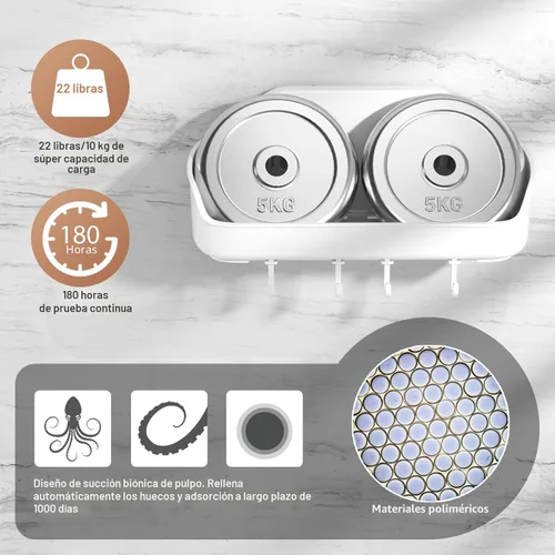 Vista 3 de LUXEAR Organizador de ducha con ventosa extraíble sin perforación, estante de ducha de baño, potente cesta organizadora de ducha, resistente al agua